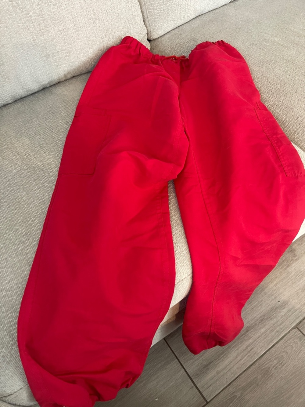 Weissman Bright Red Elastic Waist Cargo Sweatpants